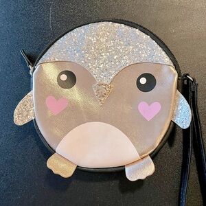 Betsey Johnson glittery penguin wristlet in EUC